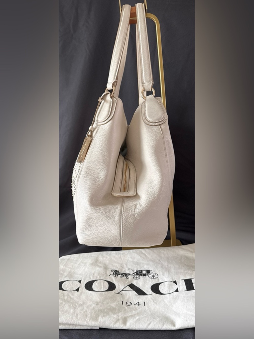 Coach Edie Mini Stud Shoulder Bag with Cherry Charm & Dust Bag - Picture 3 of 16